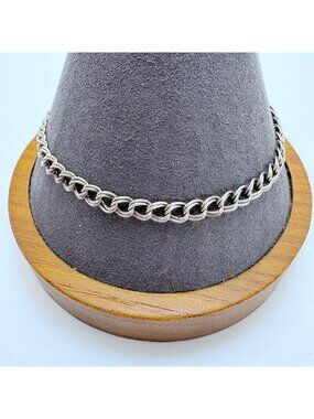 Double Link Chain Bracelet Italy Sterling Silver 925 Lobster Clasp 8" Length